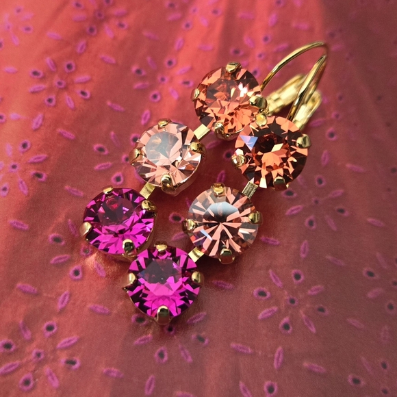 Austrian Crystal Earrings in Gold Plate - Picture 2 of 10